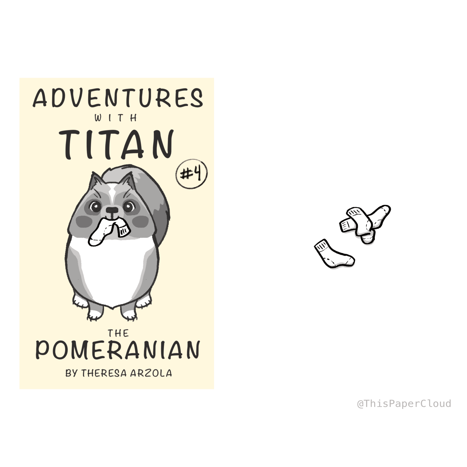 Front and back cover of Ep 4 - Titan stands with a sock in his mouth.